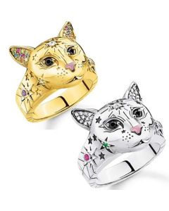 Cat head graffiti pattern ornate ring holiday ring