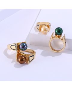 Personalized Hip Hop Ring Color Pearl Cross Ring