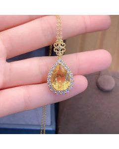 Citrine Pendant Necklace Female Crystal