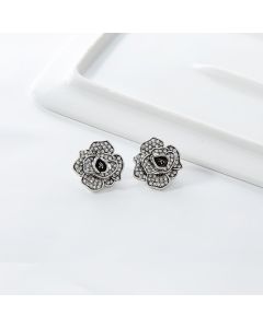 Simple Alloy Diamond Retro Rose Stud Earrings