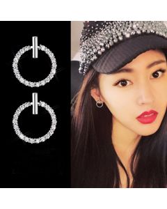 Fashion Circle Diamond Earrings Women's Pure Silver Earrings
