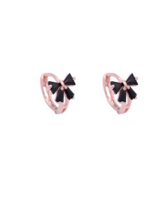 Black Bow Ear Hoop Earrings Female Retro Sweet Circle Earrings