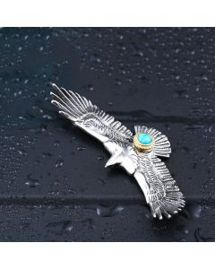 Gold-plated And Turquoise Flying Eagle Pendant