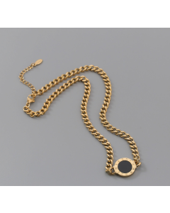 Temperament Double-sided Roman Numerals Titanium Steel Necklace Light Luxury Clavicle Chain