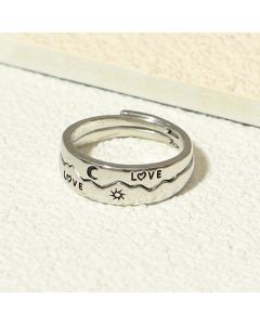 LOVE Sun Moon Star Couple Ring