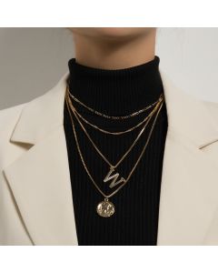 Fashion Trend Diamond Letter Head Round Card Pendant Women