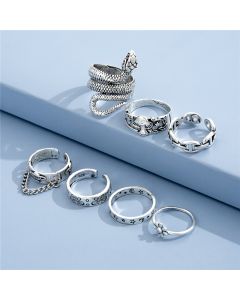 Fashionable Personality Snake-shaped Butterfly Flower Mushroom Chain Joint Ring