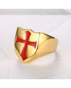 Lacquered Knights Templar Red Cross Men's Ring
