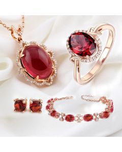 Pigeon Blood Ruby Jewelry Set Four Piece Set