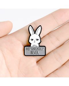 Japanese Cartoon Grievance Expression Long Ears White Rabbit English Letter Plate Cute Brooch
