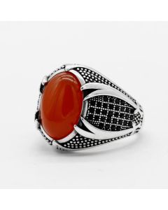 2 Beautiful Retro Two Machete Man's Ring Oval Gem Thailand Silver Ring