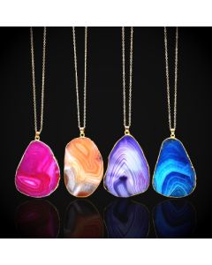 Agate pendant sweater chain