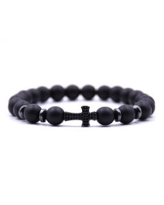 Black Frosted Stone Bracelet Micro-inlaid Bracelet Zircon Cross