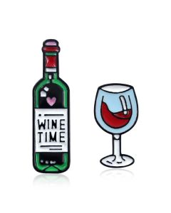 Red Wine Bottle Wine Glass Dripping Brooch Badge Jewelry