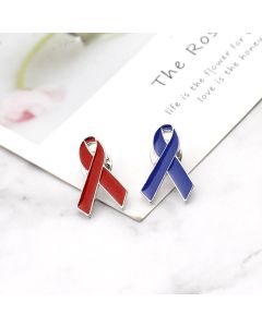 Red And Blue Ribbon Badge Brooch
