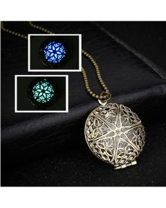 Vintage Pendant Hollow Round Luminous Necklace Clavicle