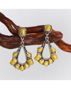 Ancient silver yellow turquoise earrings