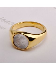 Round White Mother-of-pearl Shell Ring Female