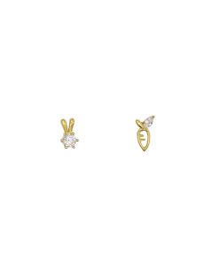 Cute Little Rabbit Asymmetric S925 Sterling Silver Earrings 14K Gold Earrings Rhinestone Girl Japanese Earrings Needle Sweet