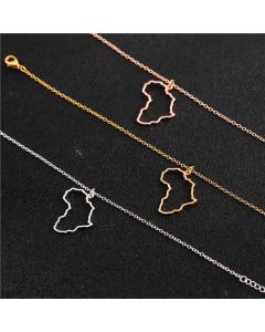 Outline africa map clavicle necklace