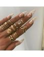 V-Shaped Geometric Diamond Alloy Ring Set