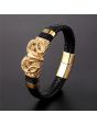 Men's Constellation Stainless Steel Leather Braided Bracelet