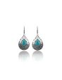 Vintage Silver Coastline Drops Court Crown Turquoise Earrings