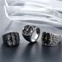 Dot Cross Compass Men's Retro Titanium Steel Ring
