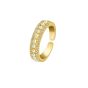 Real Gold Color Preserving Plating Korean Diamond Pearl Ring