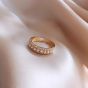 Real Gold Color Preserving Plating Korean Diamond Pearl Ring
