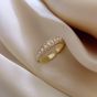 Real Gold Color Preserving Plating Korean Diamond Pearl Ring