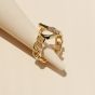 New Micro-inlaid Zircon Metal Texture Ring Creative Design Chain Ring