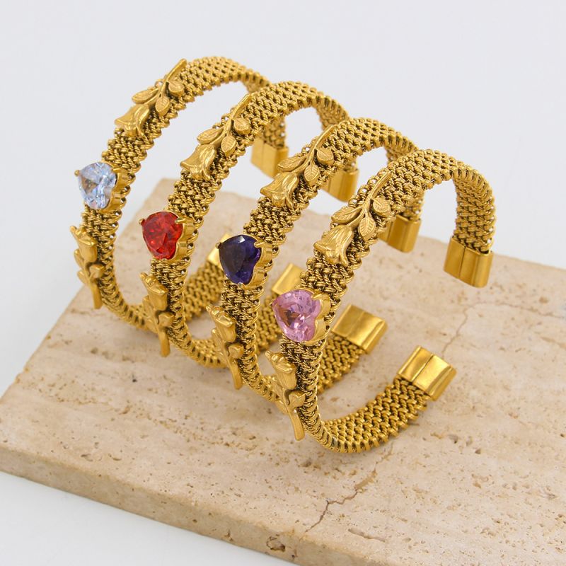 Woven Mesh Stainless Steel 18K Gold Plated Bracelet